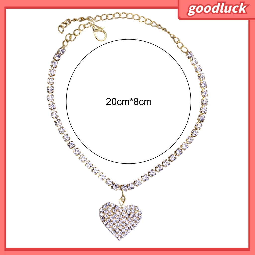 Goodluck| Lắc Chân Hình Trái Tim Đính Đá Lấp Lánh Thời Trang Cho Nữ