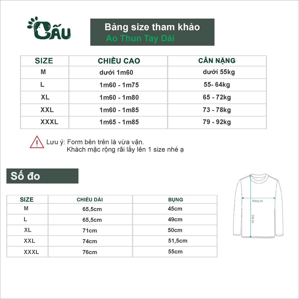 Áo thun tay dài Gấu 194 vải coton dày dặn, mềm mịn, co dãn - form regular Unisex - Tay Dài Trơn