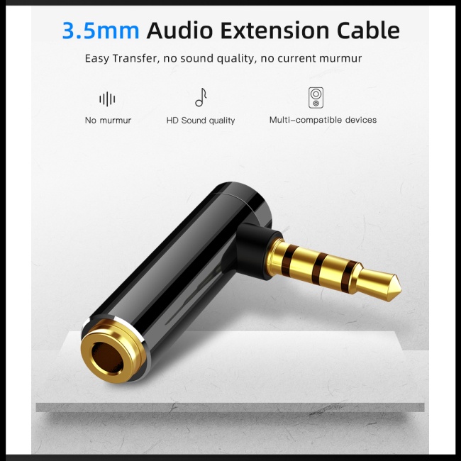 Đầu Chuyển Đổi Âm Thanh 3.5mm Sang 3.5mm Chữ L 90 Độ