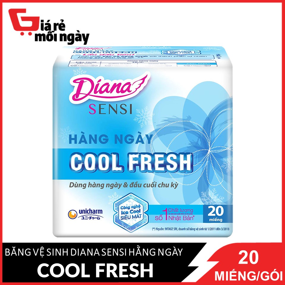 Băng vệ sinh hàng ngày Diana Sensi Cool hàng ngày (Xanh) 20 miếng/gói