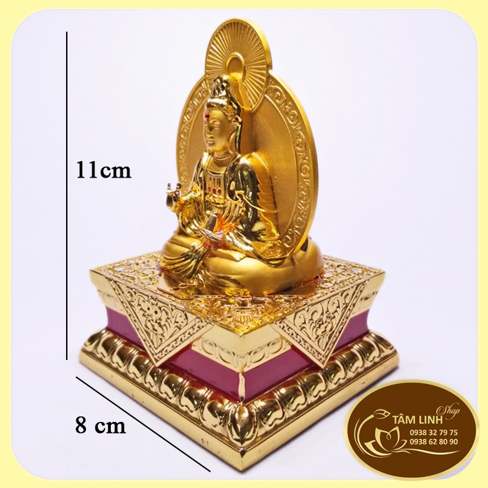 Tượng Phật Quan Âm 2 Mặt Để Xe Ô Tô Cao 11 cm