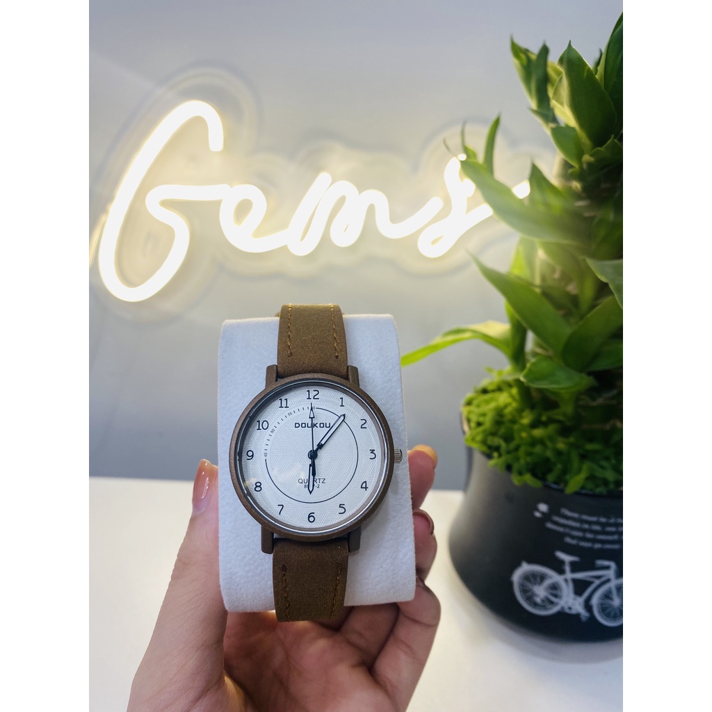 Đồng Hồ Nữ Dây Da Cao Cấp Chính Hãng DOUKOU Mặt Tròn Đẹp Thanh Lịch Giá Rẻ Gems ACC