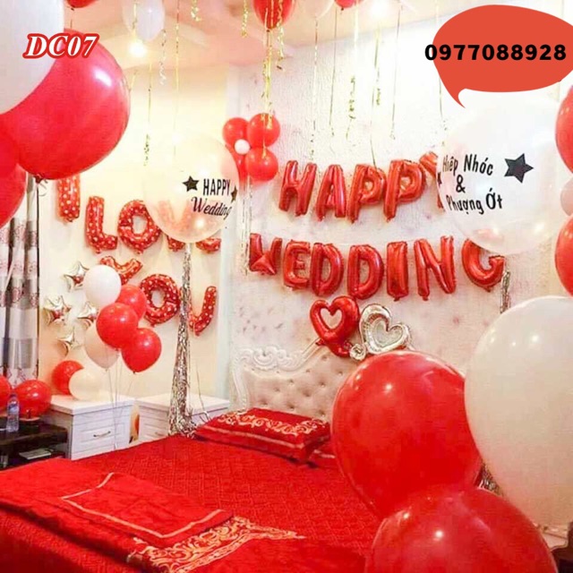 Set Bóng Trang Trí Phòng Cưới  Free Ship  Happy Wedding Nhiều Mẫu