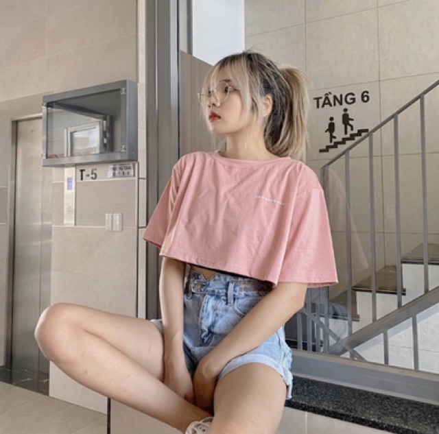 Áo croptop 1974 Hàn Quốc / Áo thun croptop dáng rộng cho nữ