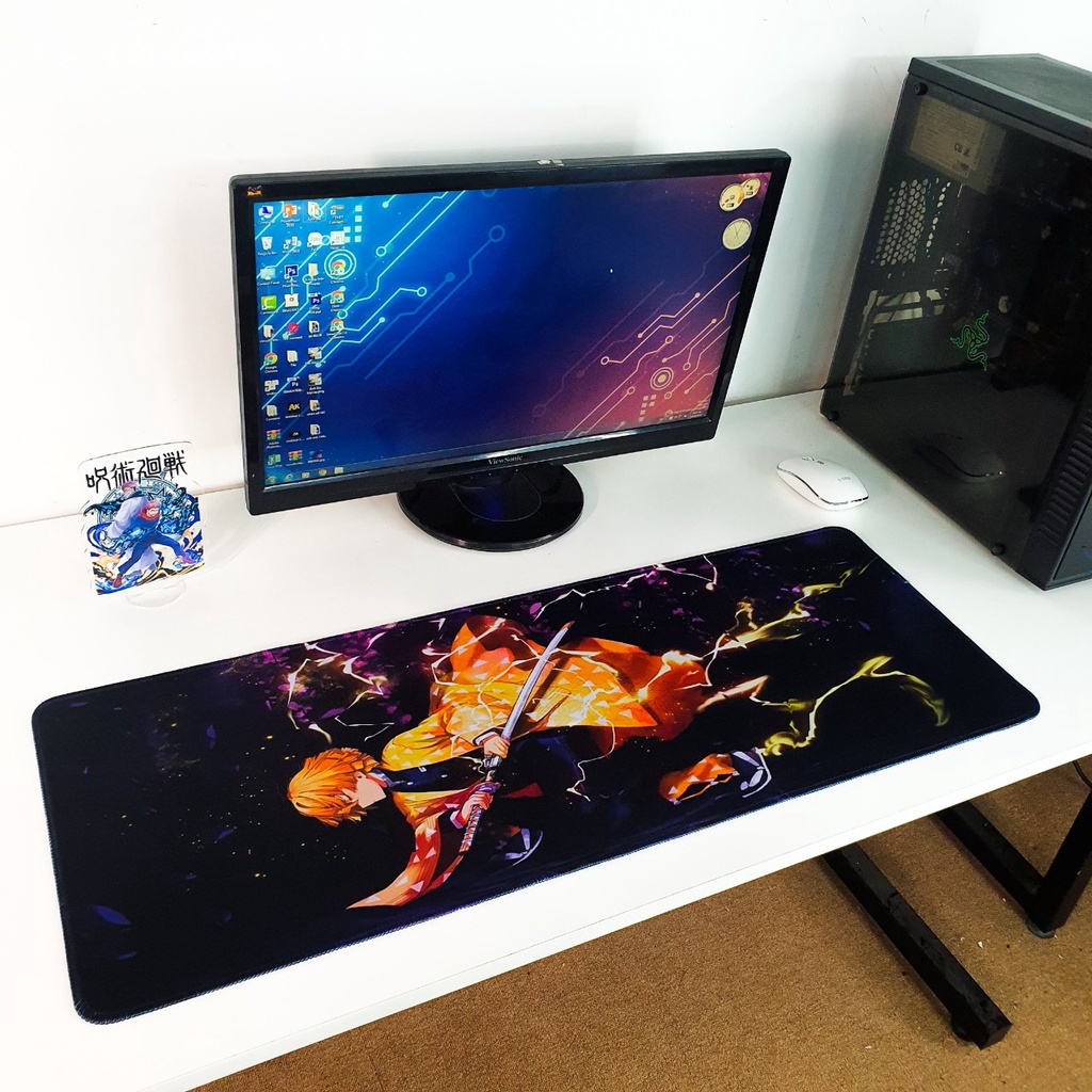 Lót chuột Demon slayer cỡ lớn 80x30 dày 3mm, hình in sắc nét, bo viền chắc chắn