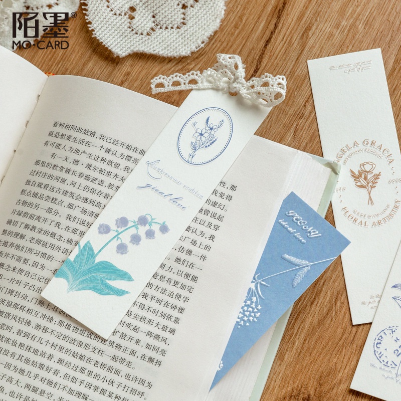 Hộp 20 Thẻ Đánh Dấu Trang Sách Ba Chiều Dập Nổi Cây Cối Tự Nhiên