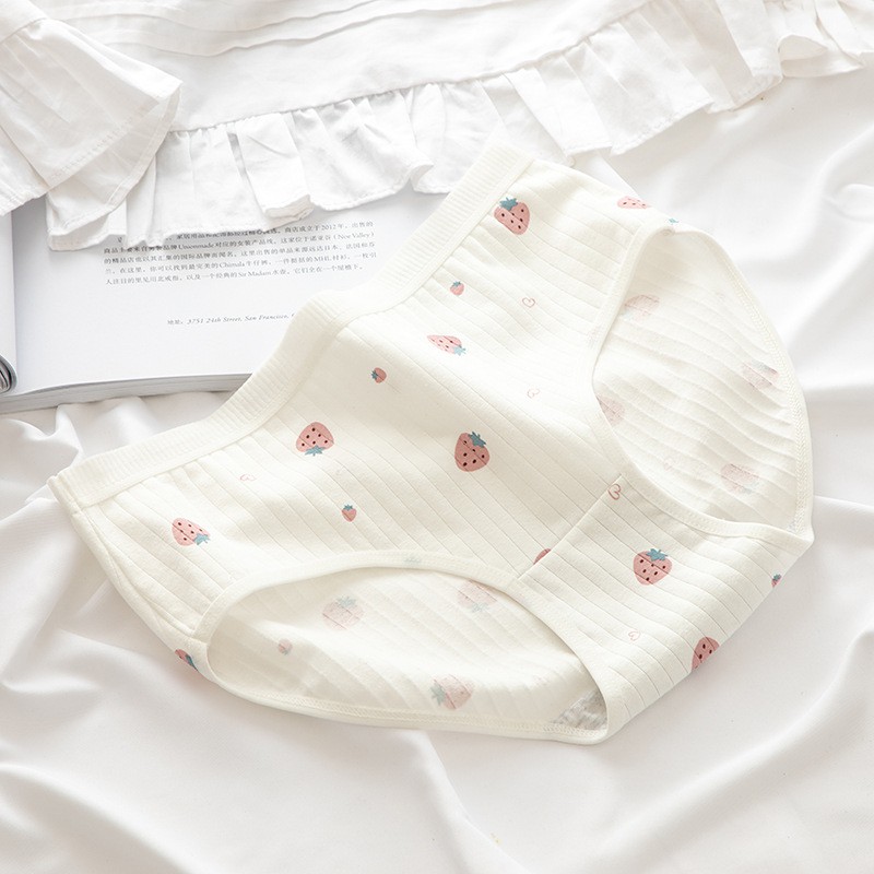 Quần lót cotton nữ hoạ tiết dâu cute dễ thương QL02