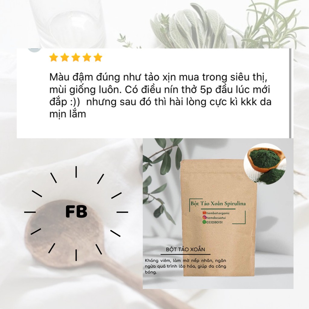 BỘT TẢO XOẮN SPIRULINA NGUYÊN CHẤT CHỐNG LÃO HÓA DA HANDMADE