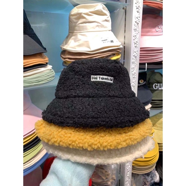 Mũ len lông cừu nón bucket ulzzang cá tánh dễ mix and max