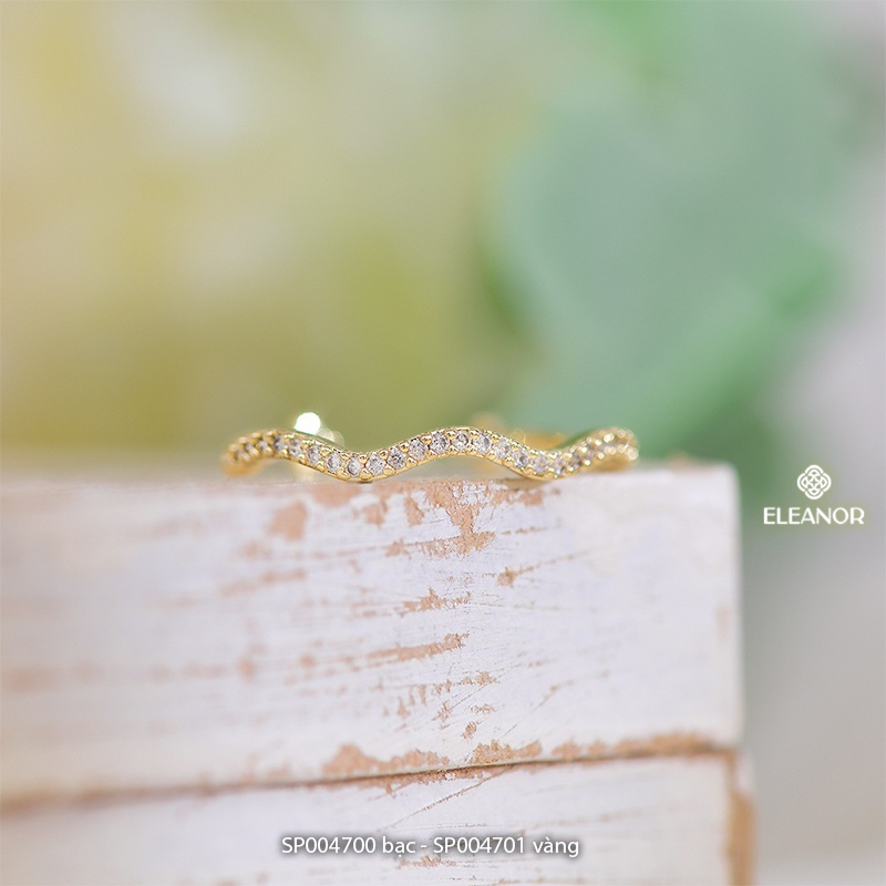 Nhẫn nữ hở bạc 925 Eleanor Accessories đính đá phụ kiện trang sức dáng lượn sóng thời trang