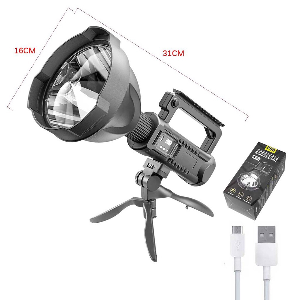 Đèn pin chiếu xa trên 500m W591 bóng XHP70 có độ sáng cao,có chân đế hỗ trợ cố định hướng chiếu đèn.