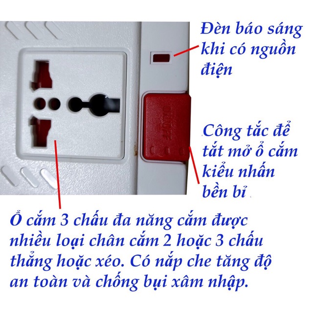 Ổ cắm điện Điện Quang 5 lỗ 3 chấu