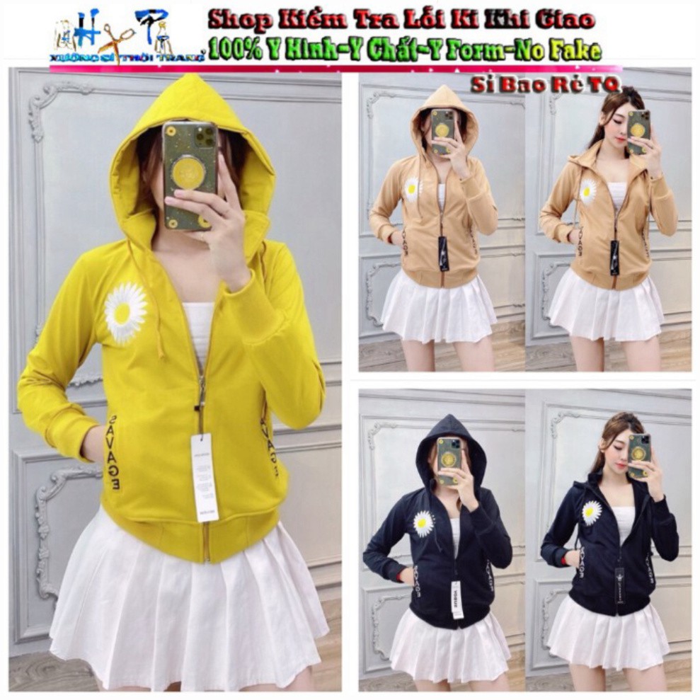 Áo Khoát Nữ Thun Cotton Cao Cấp Form Dài Thêu Hoa Cúc Hót 2020_ Hàng Có Sẵn [Hoàn Xu]