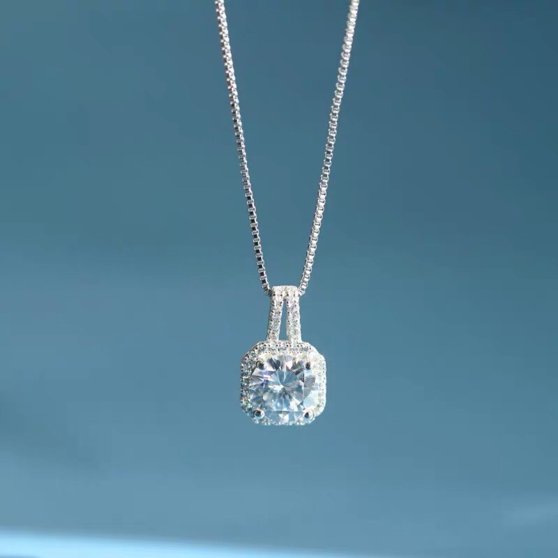 Dây chuyền bạc nữ Tlee,vòng cổ mặt vuông nạm đá cao cấp - TleeJewelry