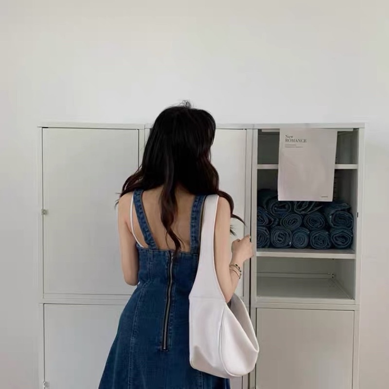 Váy yếm jean dáng dài hàng Quảng Châu siêu xinh