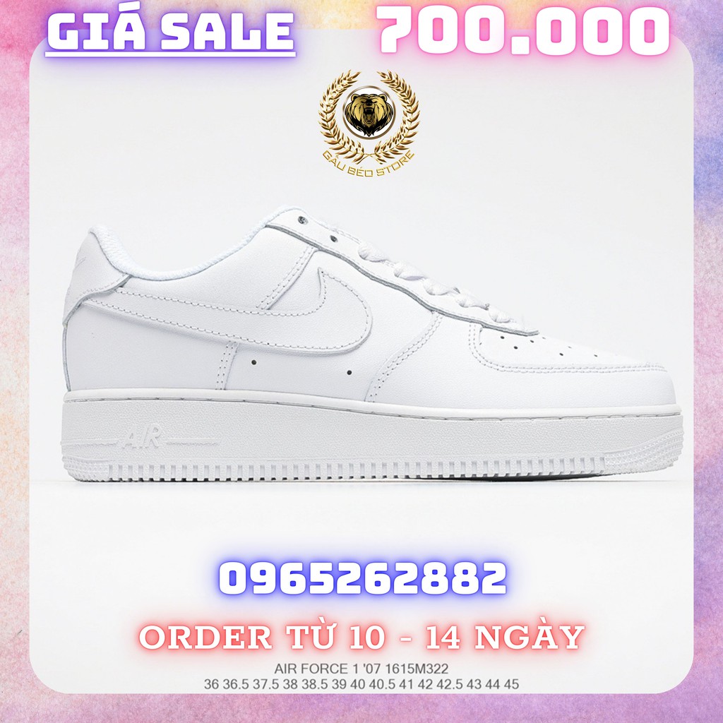 Order 1-2 Tuần + Freeship Giày Outlet Store Sneaker _Nike Air Force 1 Low ’07 "All white" MSP: 1615M3221 gaubeostore.sho