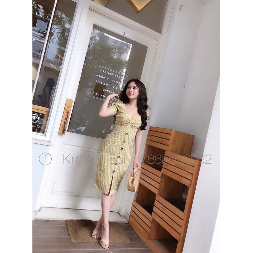 FREE SHIP 99K [ RẺ VÔ ĐỊCH ] [ ĐẦM HOT LẠI VỀ ] ĐẦM CARO XÒE RÚT NGỰC [ ĐẦM CARO [ ĐẦM BODY CARO ] | BigBuy360 - bigbuy360.vn