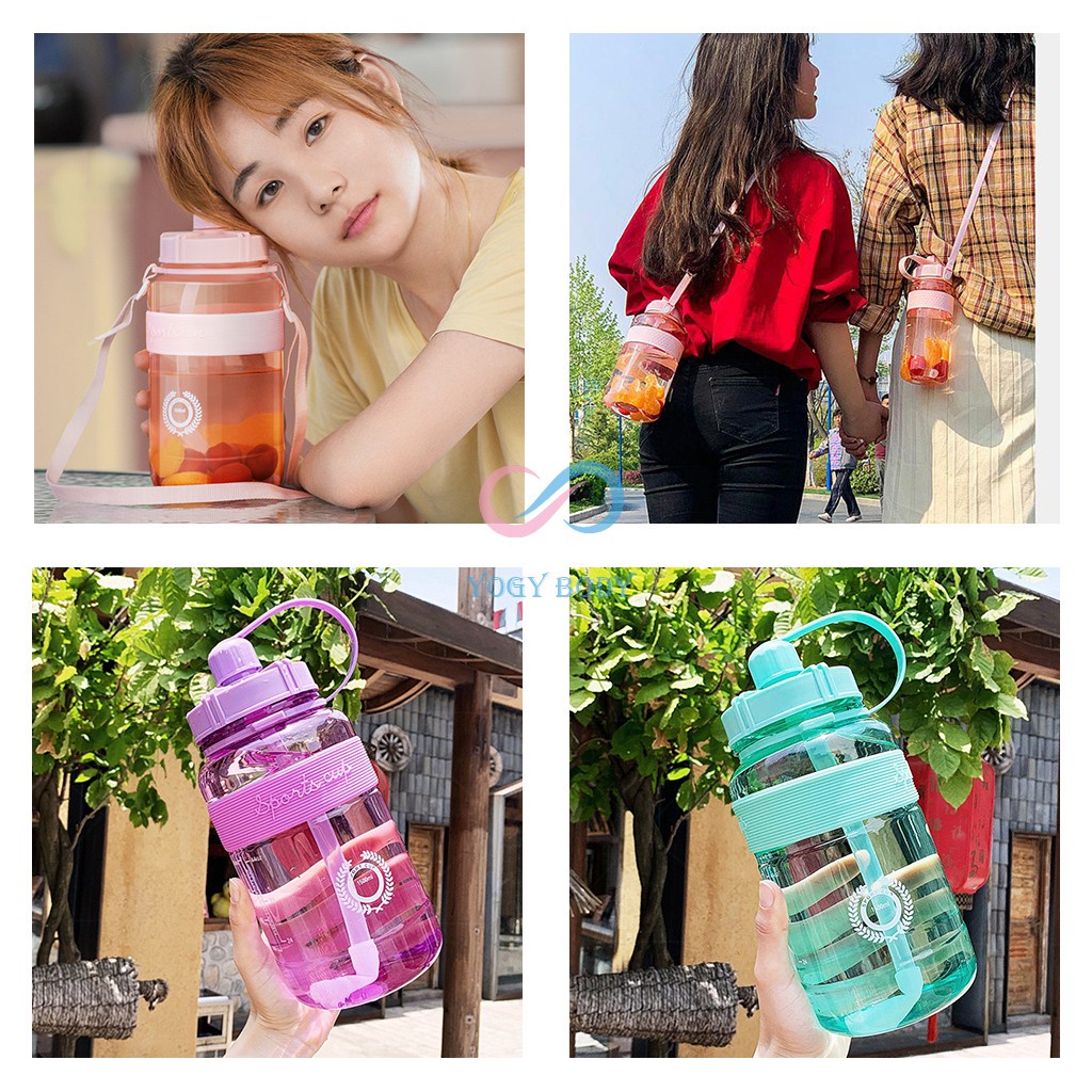 Bình Nước Sport Cup Thể Thao Du Lịch Có Chia Vạch, Kèm Ống Hút, Nhiều Màu, Nhiều Dung Tích 88322 SIÊU THỊ 88