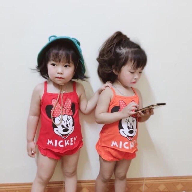 Bộ hai dây mickey cho bé gái cotton đủ các màu chất mềm mại, thấm hút mồ hôi 8-18kg