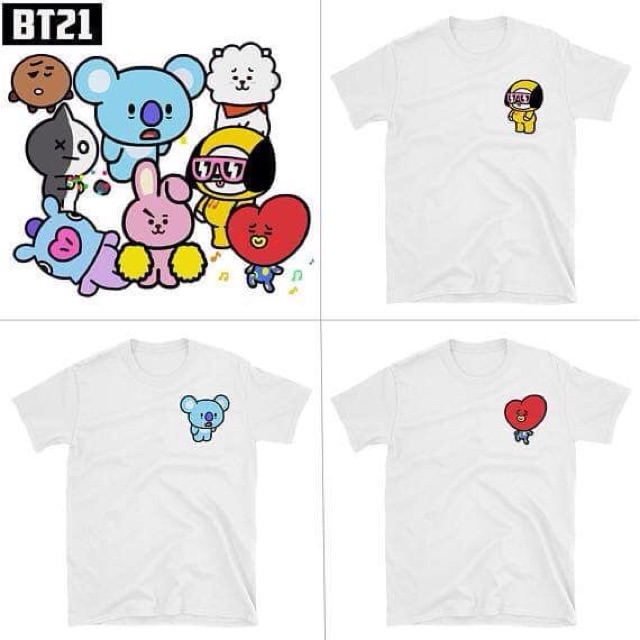 (Tặng ảnh BTS)Áo BTS logo BT21 tay lỡ