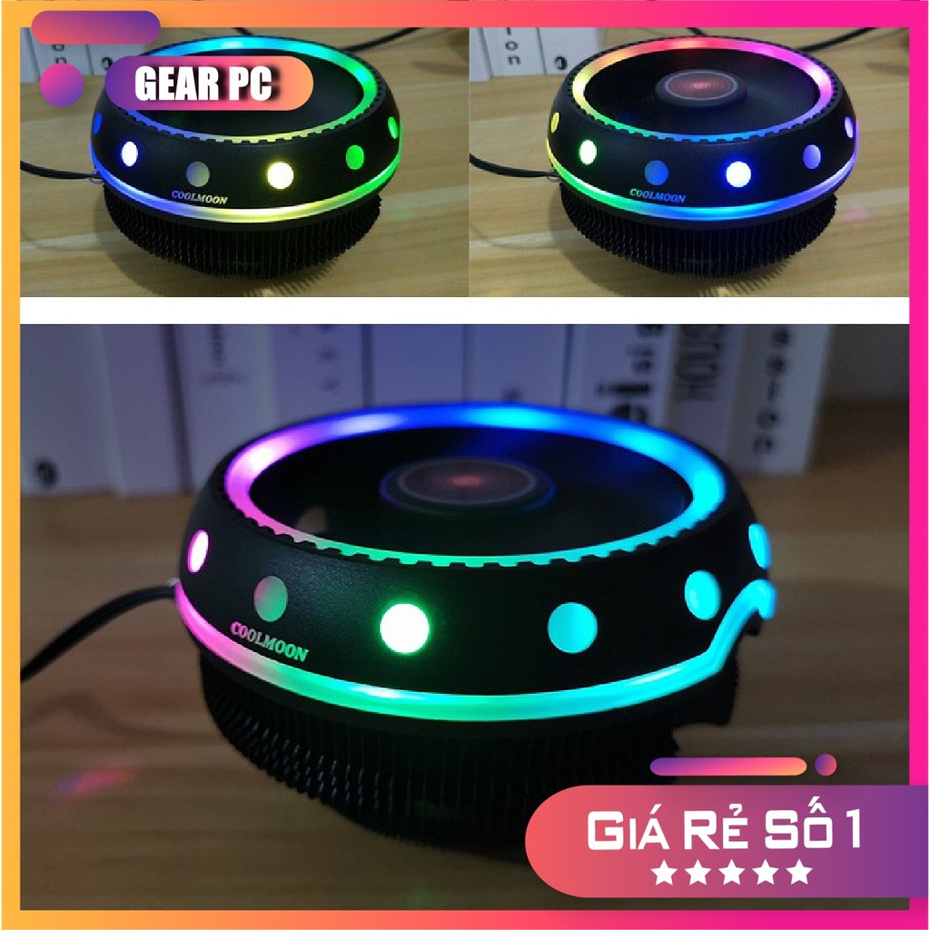 Quạt tản nhiệt Cpu Coolmoom Ufox LED RGB/ Intel -AMD/Tự động đổi màu- hệ thống Led RGB tự động đổi màu-Máy Tính Báo Hồng