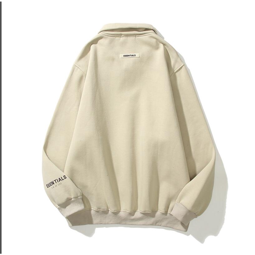 Áo sweater tay dài thêm nhung có khóa kéo cổ cao vừa họa tiết chữ Essentials phong cách đường phố | BigBuy360 - bigbuy360.vn