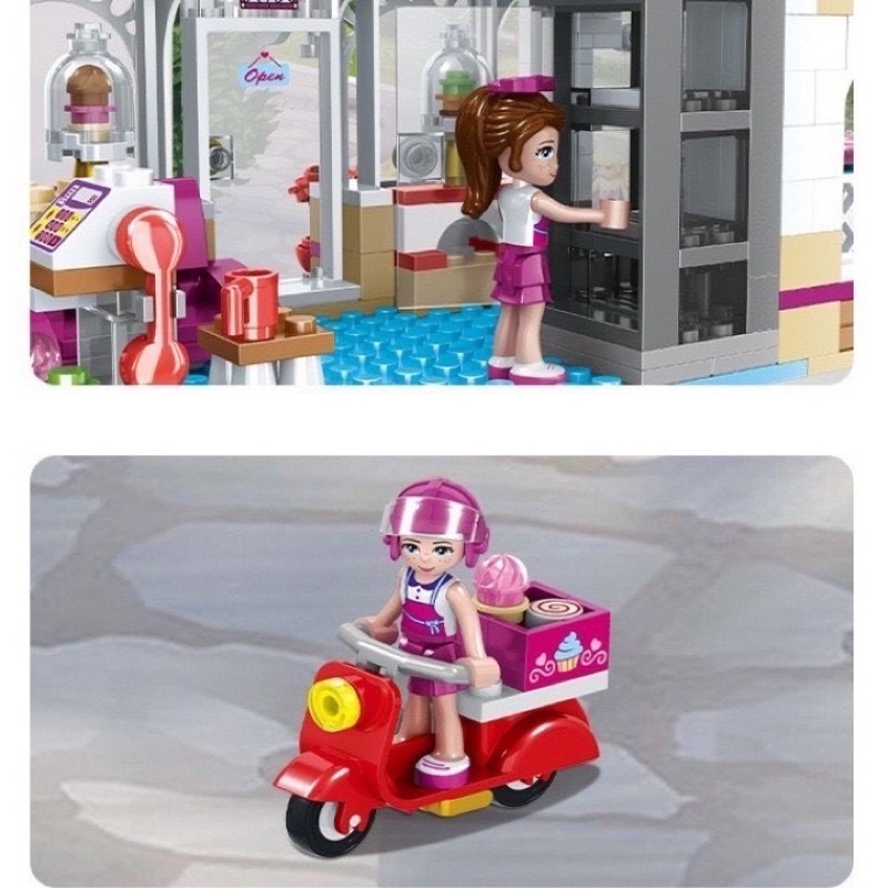 Lắp ráp xếp hình lego friends Girls Club Bela 10496 : Tiệm Cafe bánh ngọt hồ trái - tiệm bánh của Naomi 444 chi tiết