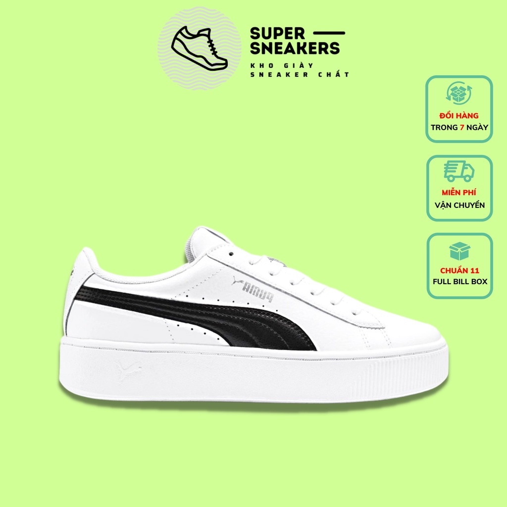 Giày Thể Thao 𝗣𝘂𝗺𝗮 Nữ Trắng Sọc Đen Độn Đế Tăng Chiều Cao - Giày Sneaker Nữ 𝗣𝘂𝗺𝗮 Hàng 1:1 Full Bill Box