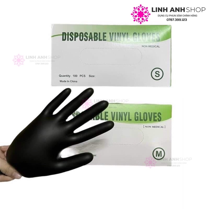 HỘP 100 GĂNG TAY ĐEN NITRILE GLOVES