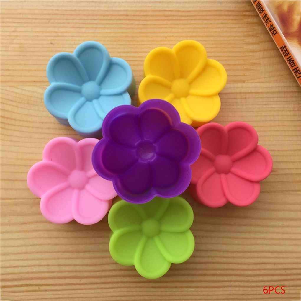 Set 6 khuôn silicon làm bánh/kẹo cỡ 5cm tạo hình cánh hoa xinh xắn trang trí tiện dụng