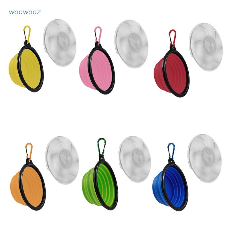 Tô Đựng Thức Ăn/Nước Uống Bằng Silicone Có Thể Gấp Gọn Kèm Nắp Dành Cho Chó Mèo