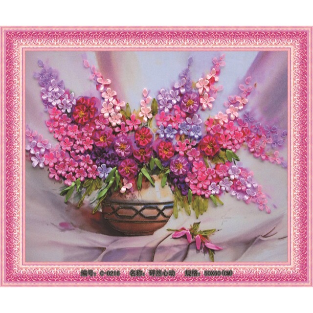 Tranh thêu ruy băng 60x50cm