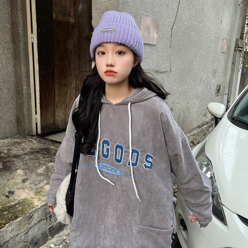 Áo Hoodie nhung gân Thêu Old School REGODS Unisex Form rộng ( HOODIE OLDSCHOOL ) | BigBuy360 - bigbuy360.vn