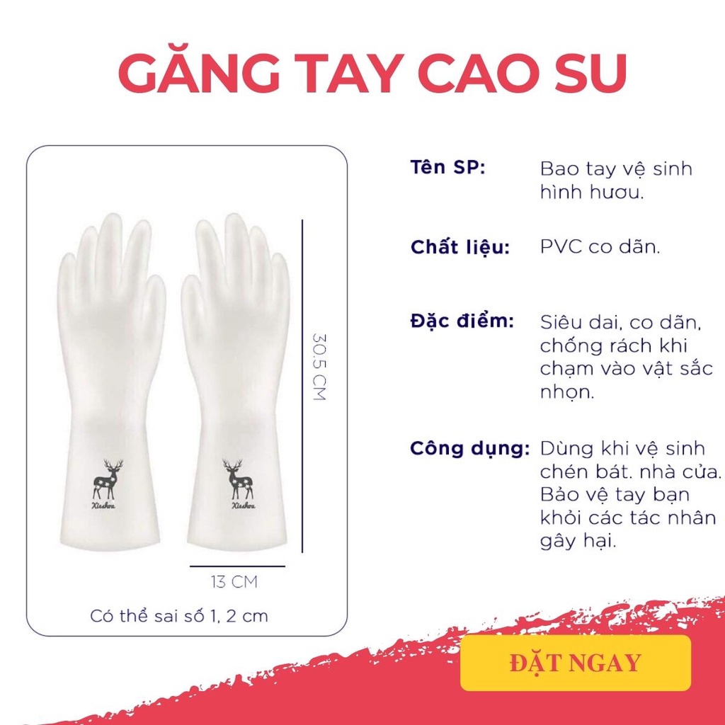 Găng tay rửa bát siêu dai hình hươu găng tay cao su chống mài mòn chống nước bao tay cao su bảo vệ bàn tay của bạn