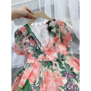 Váy hoa nhí babydoll tơ hàn mịn