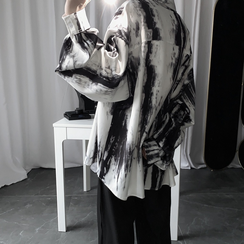 Áo Sơ Mi Tay Dài Dáng Rộng Màu Nhuộm Kiểu Hip-Hop Cá Tính Cho Nam