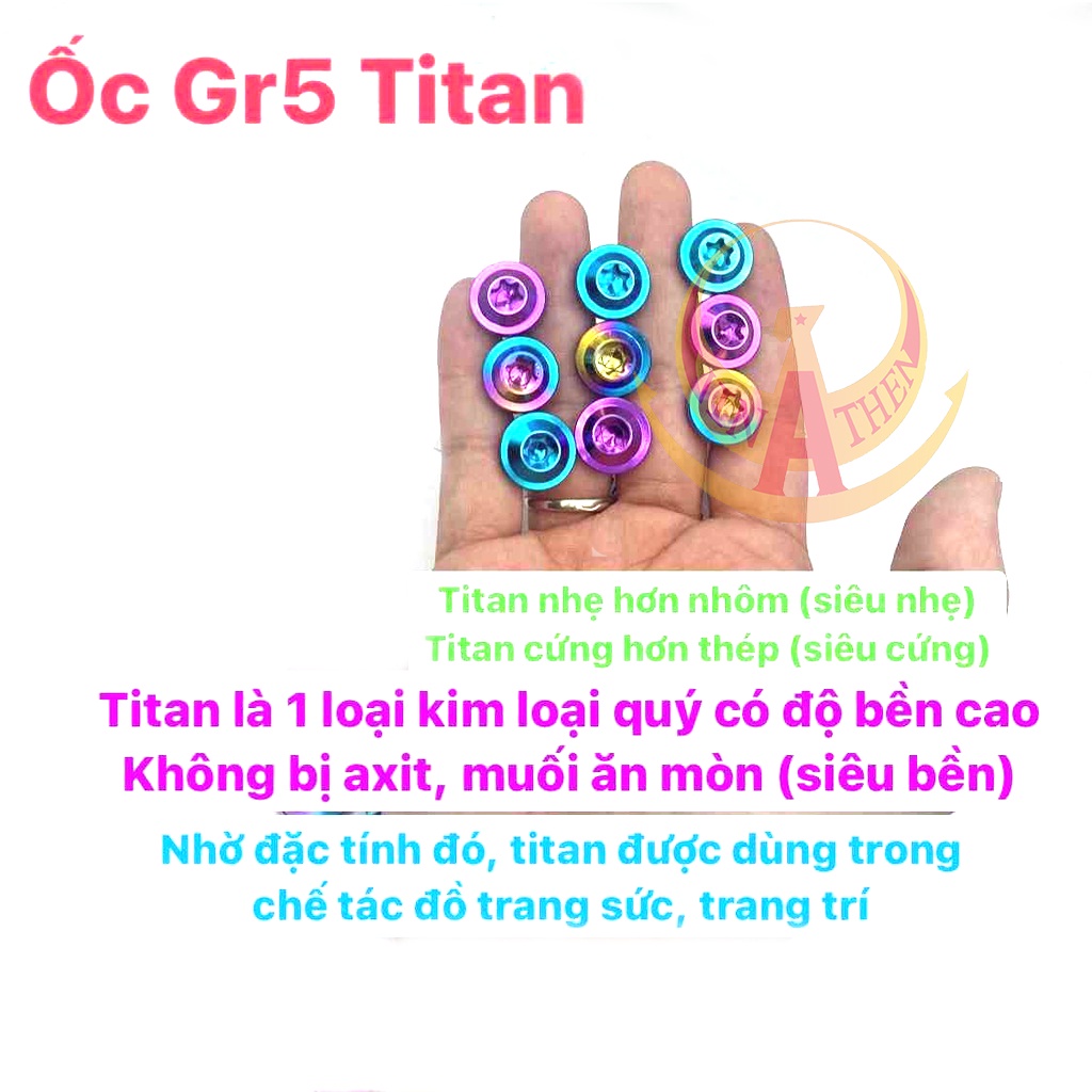 Ốc Titan GR5 Gắn Baga Wave a 100, 110 2007-2022, wave 50cc