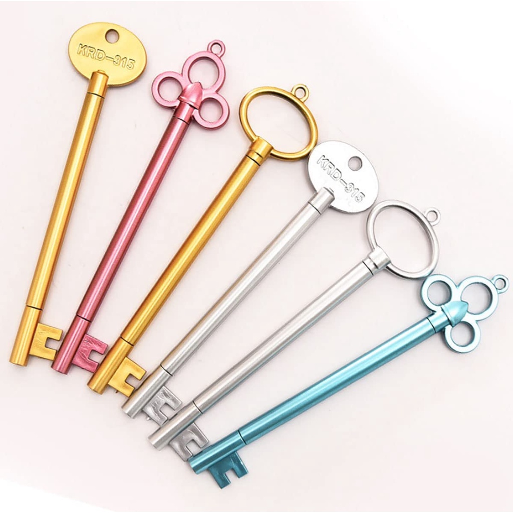 Set 6 Bút Bi Mực Đen Ngòi 0.38mm Hình Chìa Khóa Sáng Tạo Vui Nhộn Cho Học Sinh / Làm Quà Tặng Cho Bé