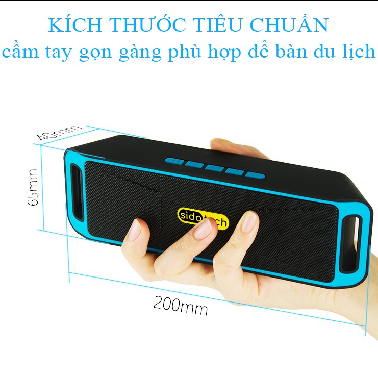 Loa bluetooth mini Sidotech D2B giá re cầm tay nhỏ gọn nghe nhạc liên tục phát nhạc trực tiếp từ usb thẻ nhớ siêu bass