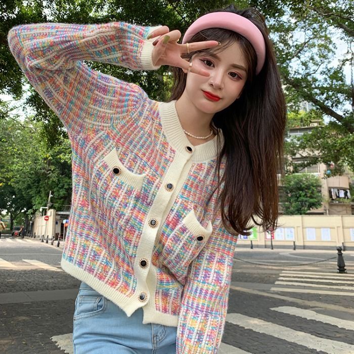 Áo Khoác Cardigan Dệt Kim Dáng Ngắn Thời Trang Mùa Thu Dành Cho Nữ