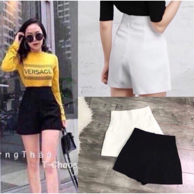 Quần short lưng cao dây khoá kéo lưng - QU - UT SẴN HÀNG