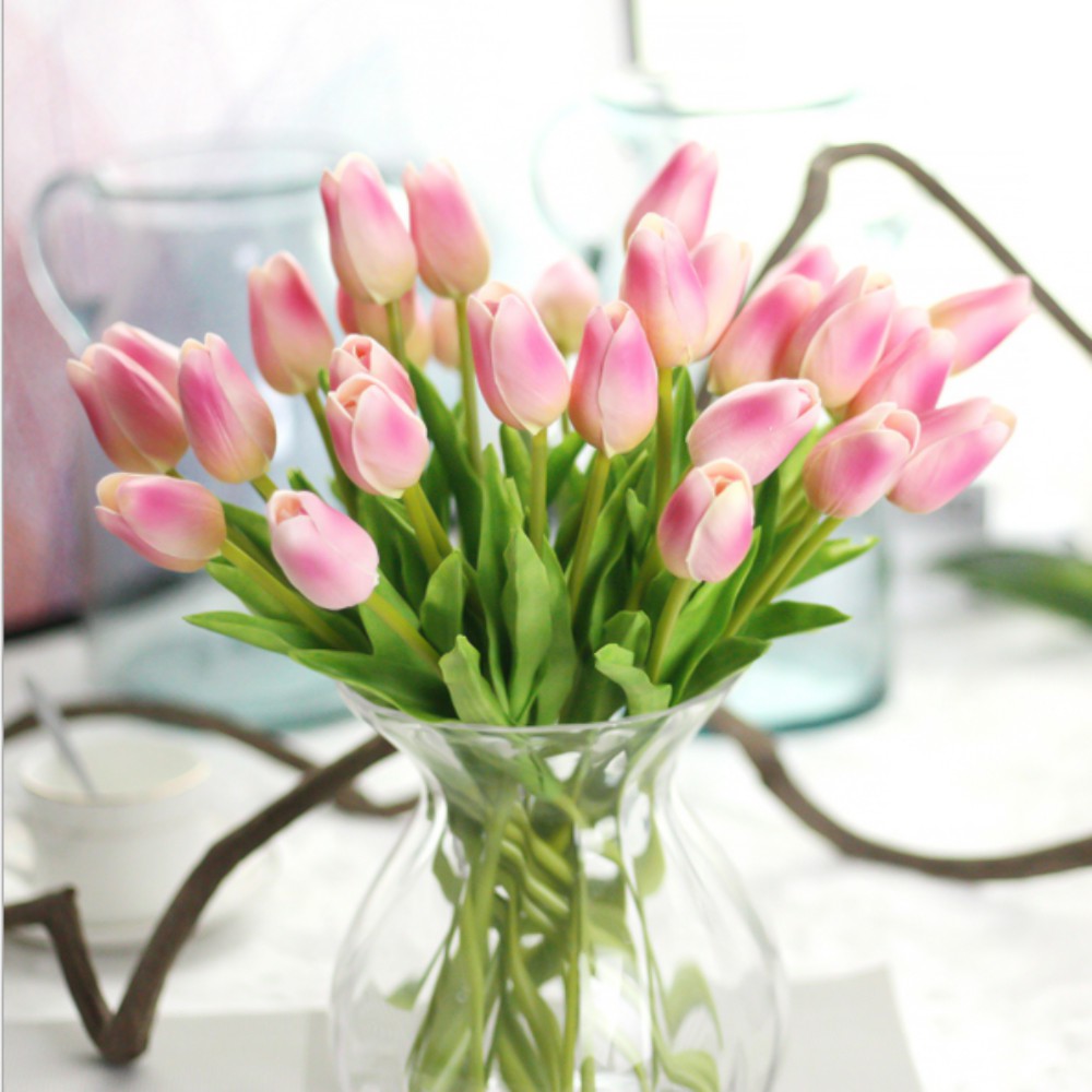 Ins 1 cành hoa tulip phụ kiện decor trang trí chụp ảnh