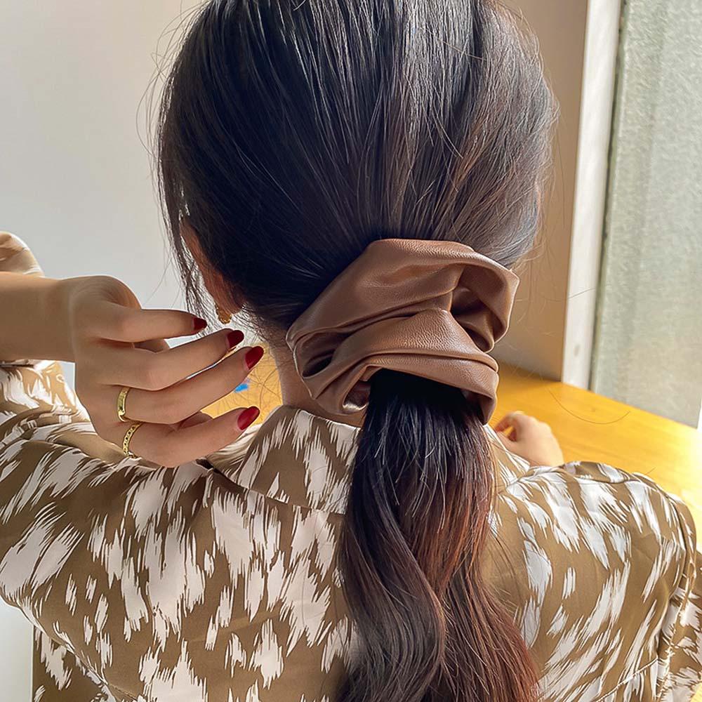 Dây Buộc Tóc Scrunchies Da PU Đơn Giản Phong Cách Pháp Cổ Điển Dễ Thương BACK2LIFE