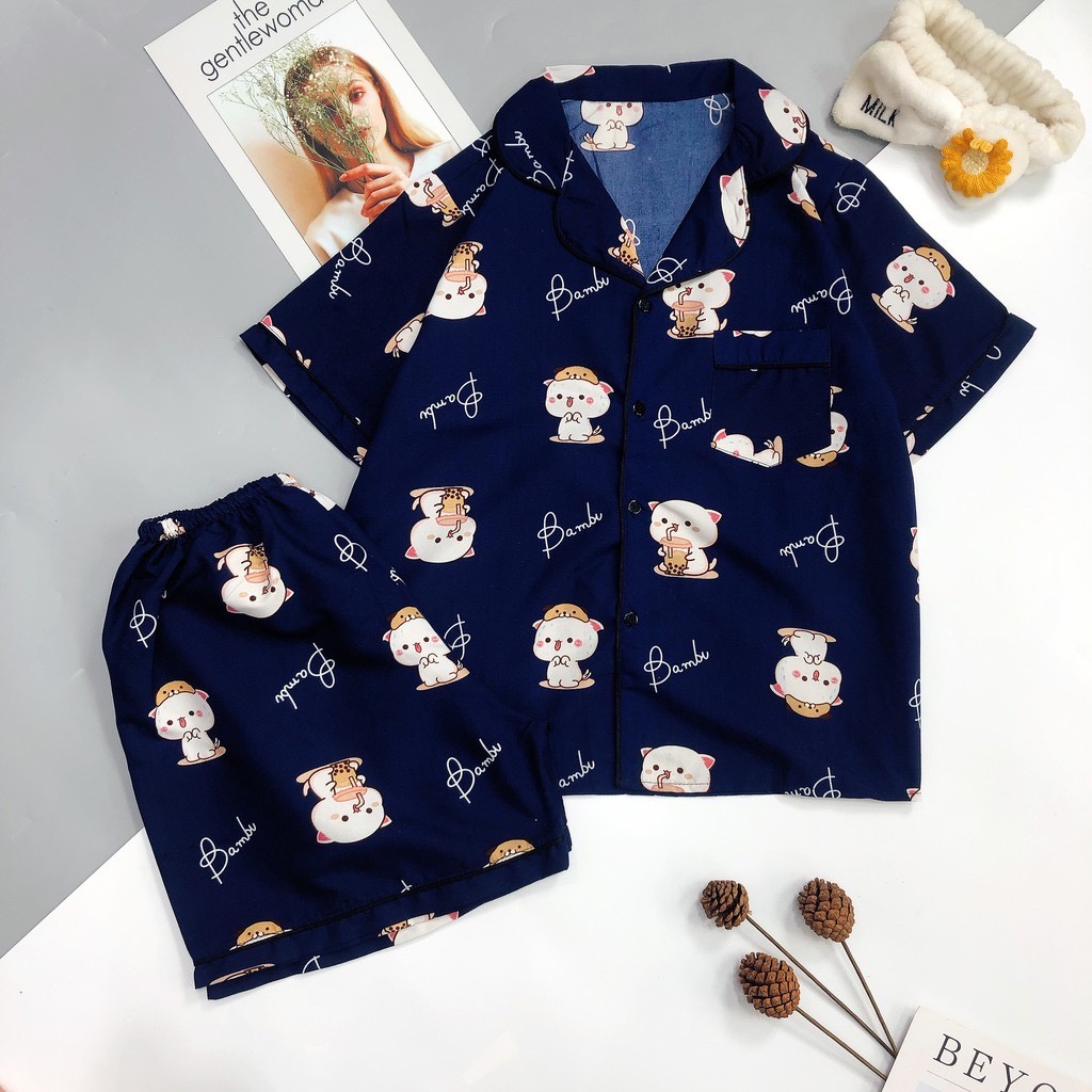 [Kate mềm] Bộ ngủ Pijama đùi chất mềm freesize&lt;60kg (Mã 02)