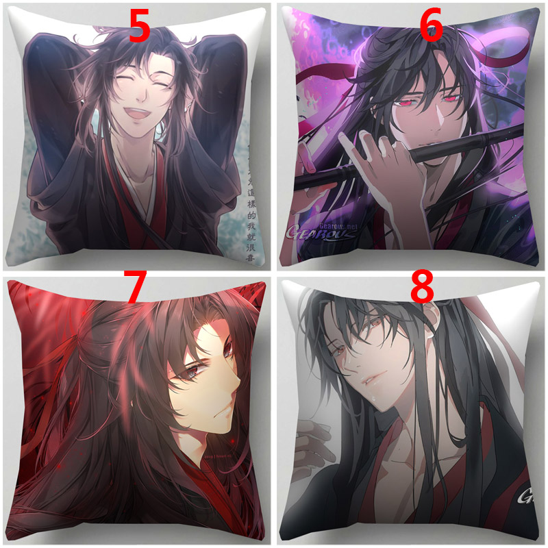 Vỏ gối vải polyester in họa tiết manga Mo Dao Zu Shi đẹp mắt 45 x 45cm