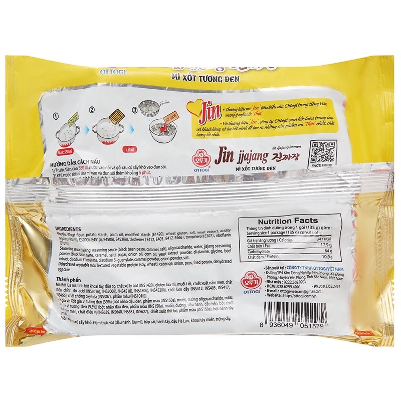 Mì xốt tương đen JinJjajang ramen ottogi gói 135g | BigBuy360 - bigbuy360.vn