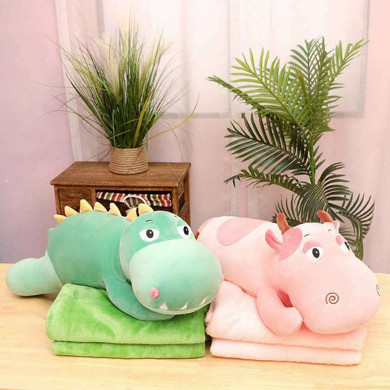 Bộ Chăn Mền Cá Sấu Mắt Lồi, Bò Hồng, Chó Tim Size 75cm Kèm mền 1m6, Chất Vải Nhung Mềm Mịn, Hàng Rẻ Nhất Shope