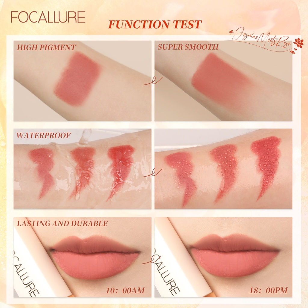 Son môi Focallure hương hoa hồng và hoa nhài kháng nước lâu trôi mềm mịn