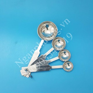 Bộ dụng cụ đo lường, bộ 4 muỗng đong, thìa đong Inox cao cấp