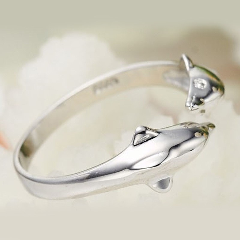 Aifei Jewellery Women Ring Dolphin 925 Sterling Silver R1163
